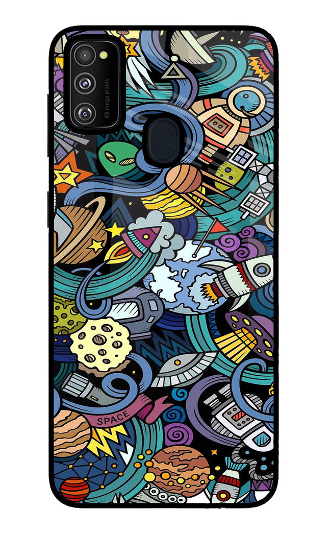 Space Abstract Samsung M21 2020 Glass Case Back Cover by Casekaro