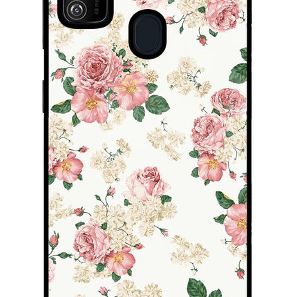 Flowers Samsung M21 2020 Glass Case Back Cover by Casekaro