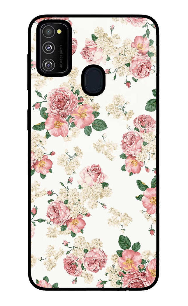 Flowers Samsung M21 2020 Glass Case Back Cover by Casekaro