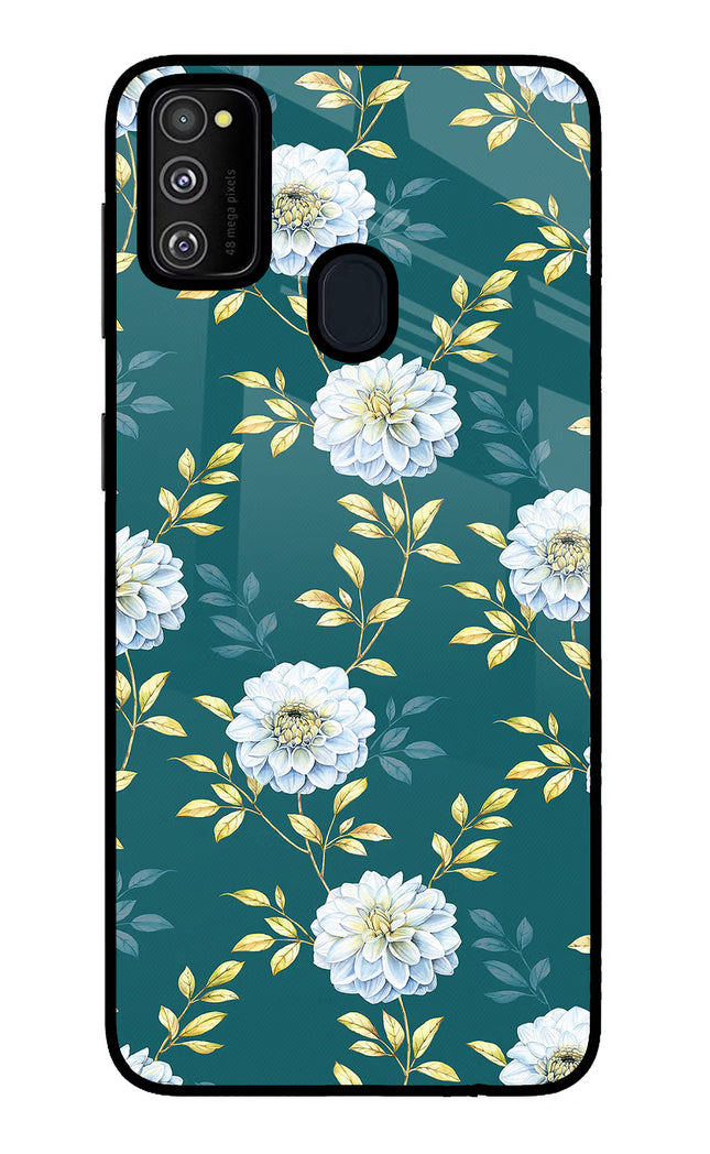 Flowers Samsung M21 2020 Glass Case Back Cover by Casekaro