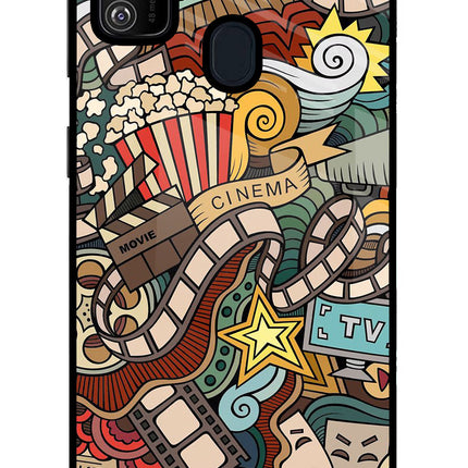 Cinema Abstract Samsung M21 2020 Glass Case Back Cover by Casekaro