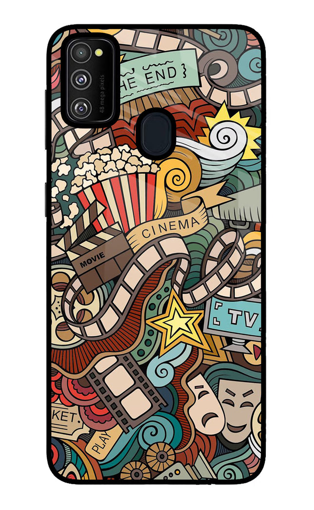 Cinema Abstract Samsung M21 2020 Glass Case Back Cover by Casekaro