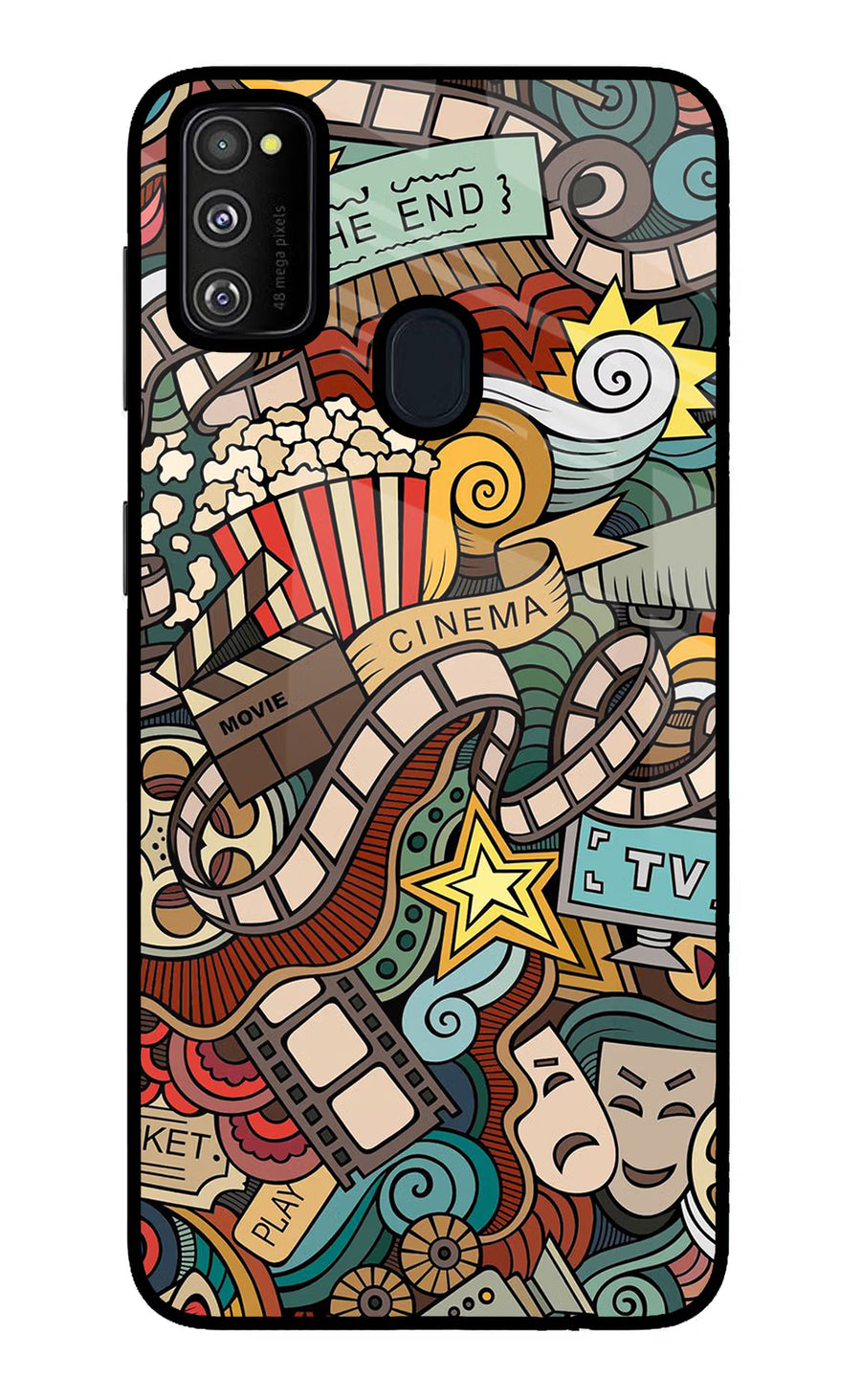 Cinema Abstract Samsung M21 2020 Back Cover, Glass case