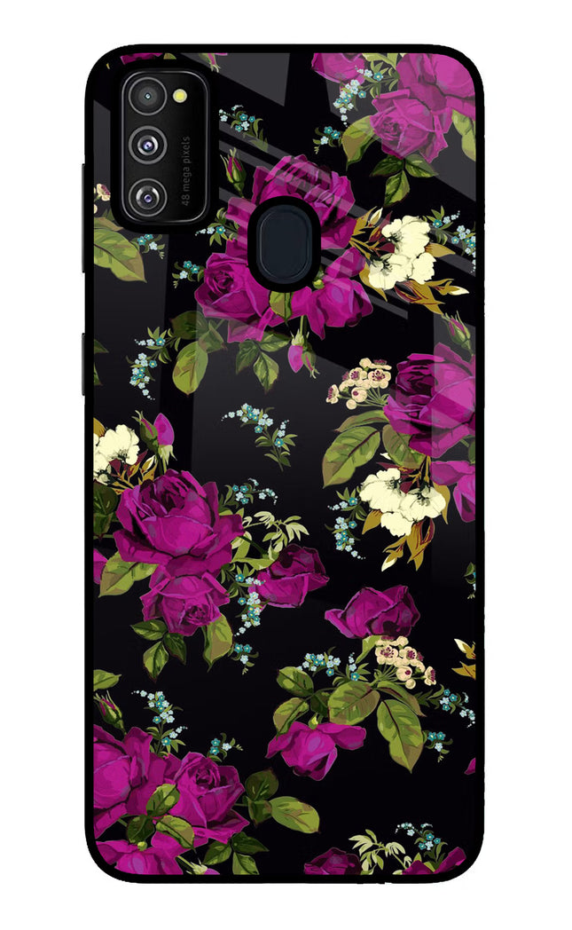 Flowers Samsung M21 2020 Glass Case Back Cover by Casekaro