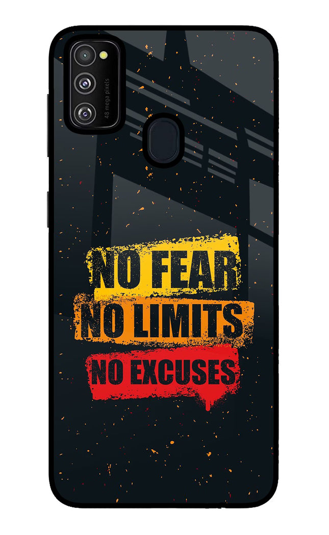 No Fear No Limits No Excuse Samsung M21 2020 Glass Case Back Cover by Casekaro
