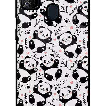 Cute Panda Samsung M21 2020 Glass Case Back Cover by Casekaro