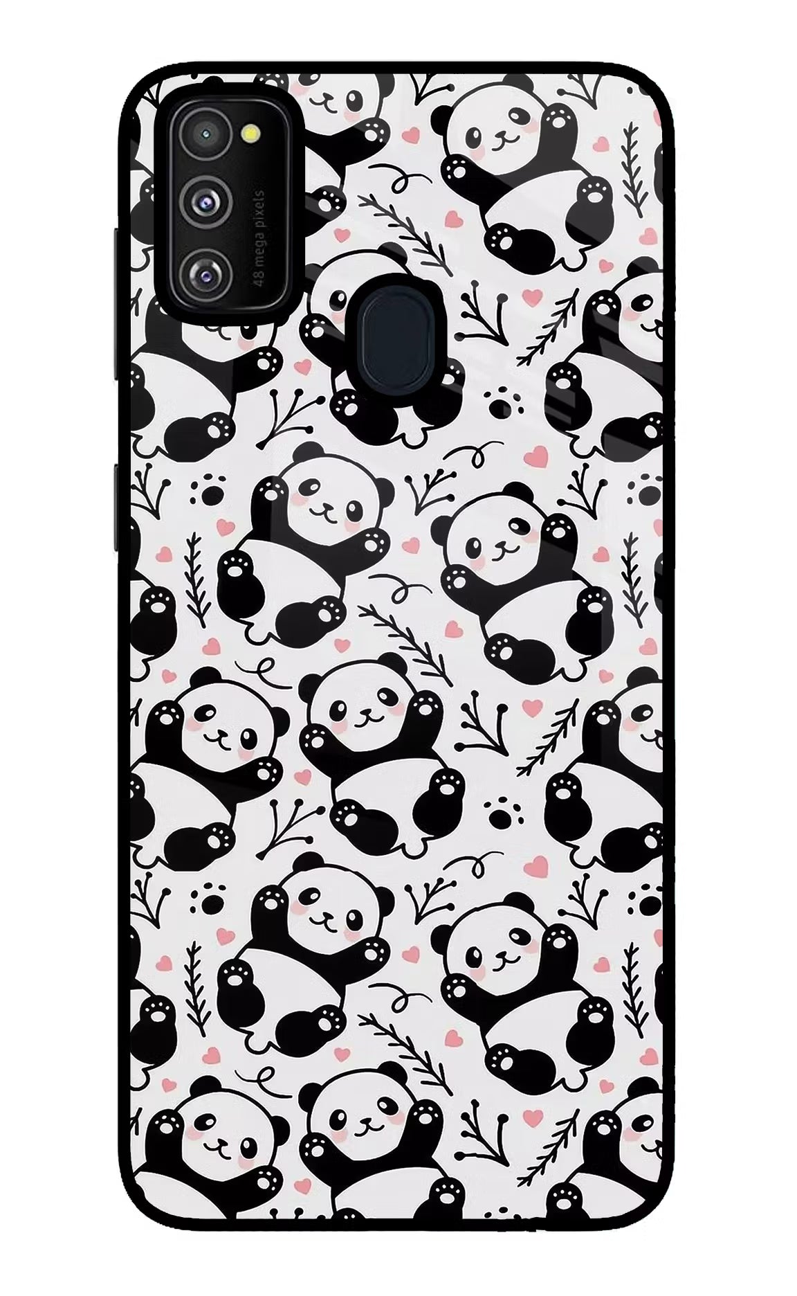 Cute Panda Samsung M21 2020 Glass Case Back Cover by Casekaro