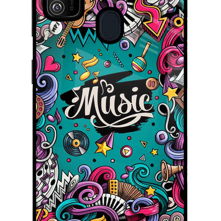 Music Graffiti Samsung M21 2020 Glass Case Back Cover by Casekaro