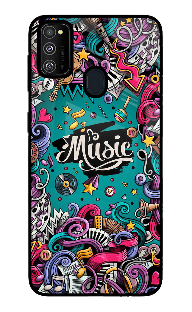 Music Graffiti Samsung M21 2020 Glass Case Back Cover by Casekaro