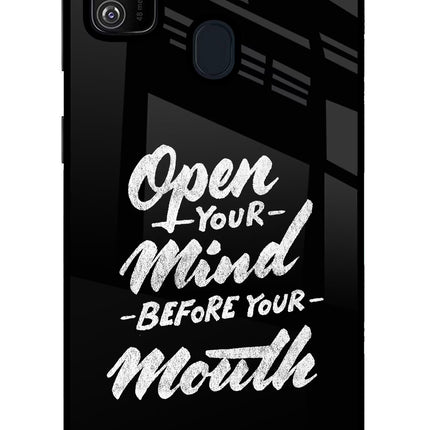Open Your Mind Before Your Mouth Samsung M21 2020 Glass Case Back Cover by Casekaro