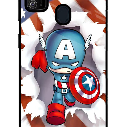 Captain America Samsung M21 2020 Glass Case Back Cover by Casekaro