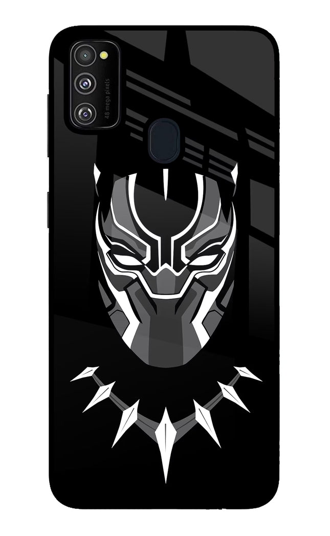 Black Panther Samsung M21 2020 Glass Case Back Cover by Casekaro