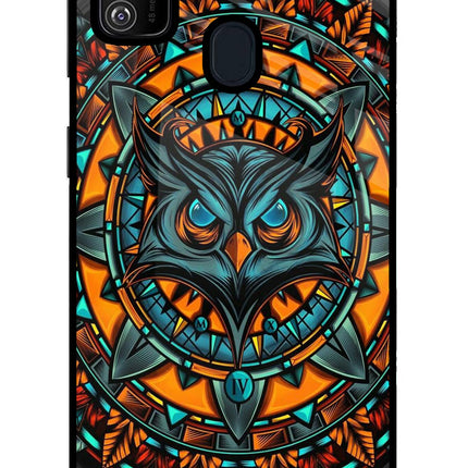 Angry Owl Art Samsung M21 2020 Glass Case Back Cover by Casekaro