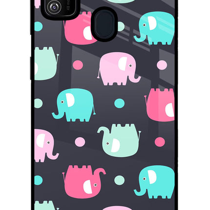 Elephants Samsung M21 2020 Glass Case Back Cover by Casekaro