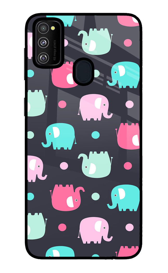 Elephants Samsung M21 2020 Glass Case Back Cover by Casekaro