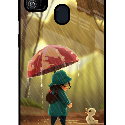 Rainy Day Samsung M21 2020 Glass Case Back Cover by Casekaro