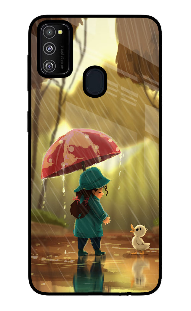 Rainy Day Samsung M21 2020 Glass Case Back Cover by Casekaro