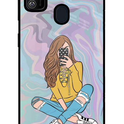 Selfie Girl Samsung M21 2020 Glass Case Back Cover by Casekaro