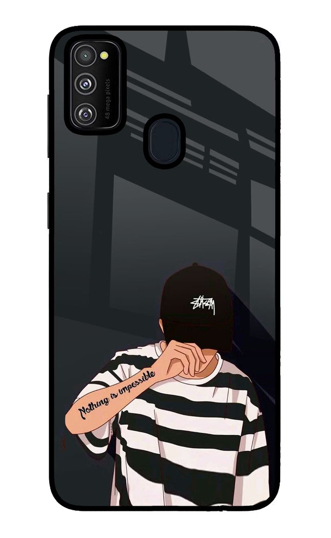 Aesthetic Boy Samsung M21 2020 Glass Case Back Cover by Casekaro