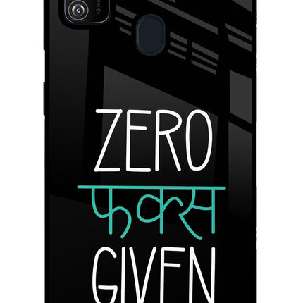 Zero Fucks Given Samsung M21 2020 Glass Case Back Cover by Casekaro