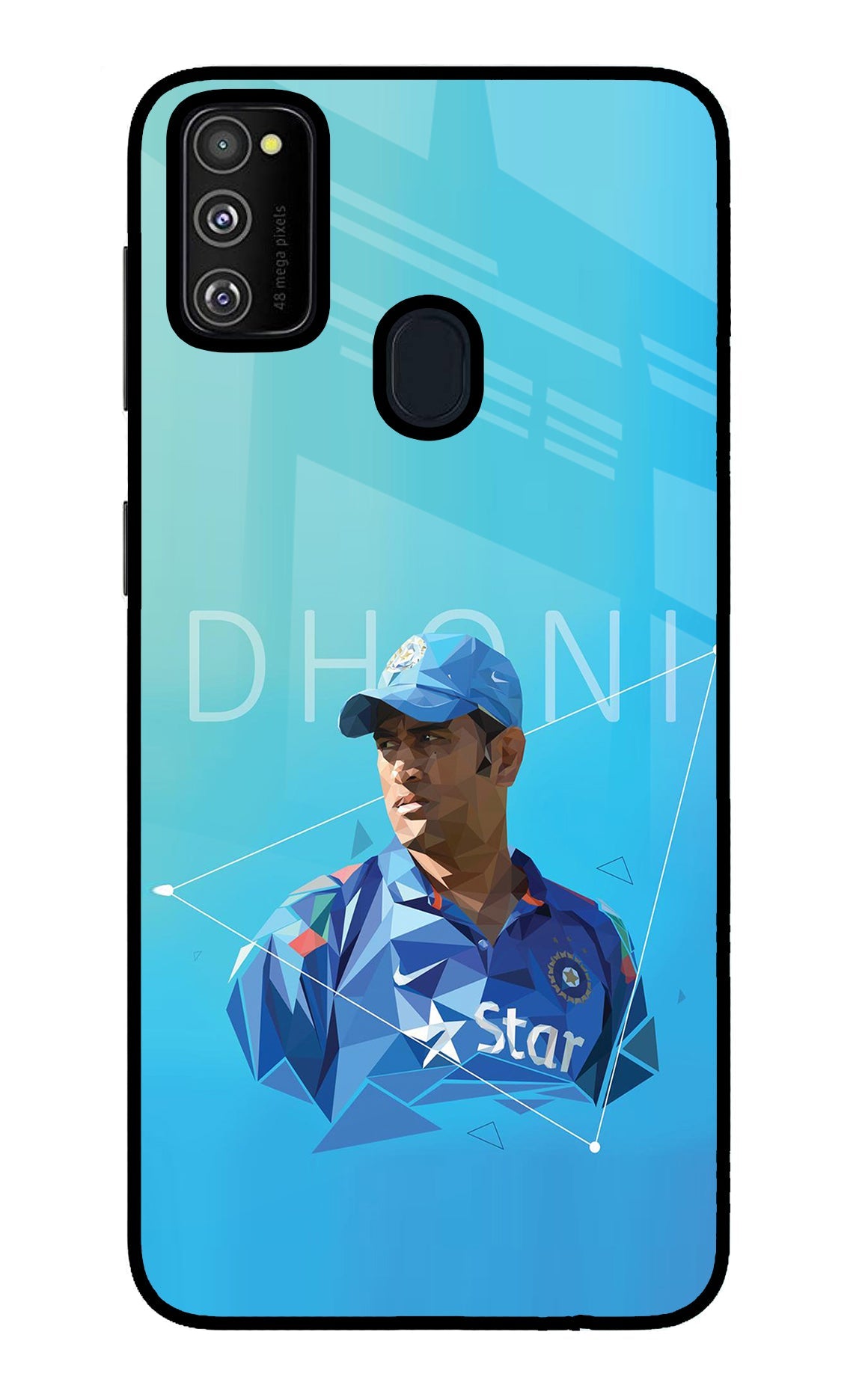 Dhoni Artwork Samsung M21 2020 Glass Case