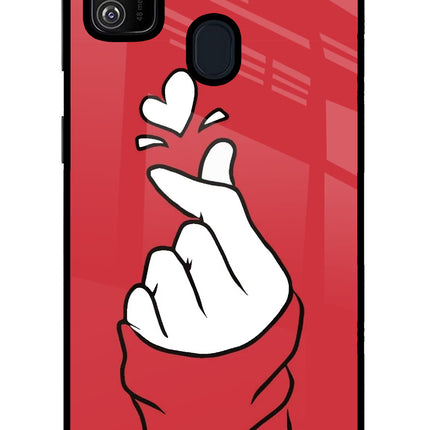 Korean Love Sign Samsung M21 2020 Glass Case Back Cover by Casekaro