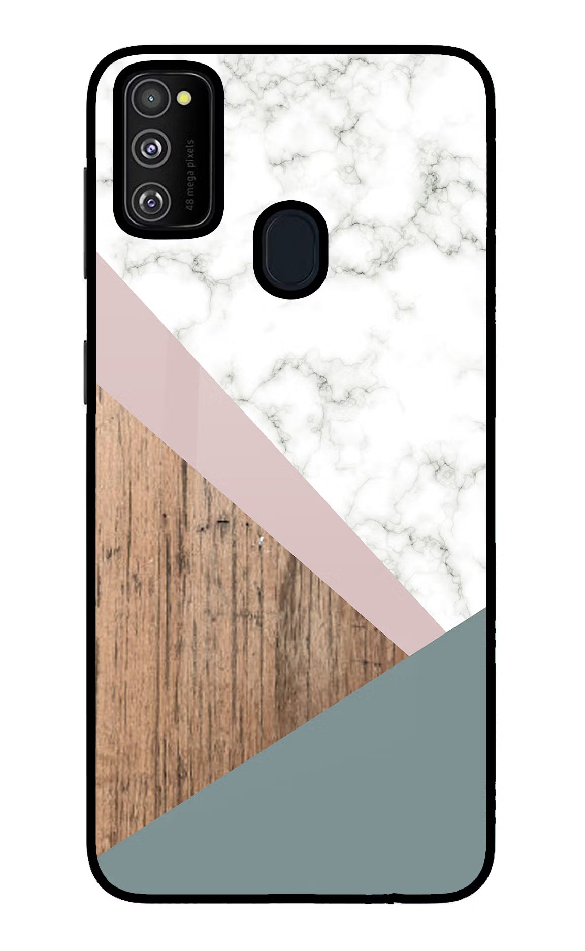 Marble wood Abstract Samsung M21 2020 Glass Case Back Cover by Casekaro