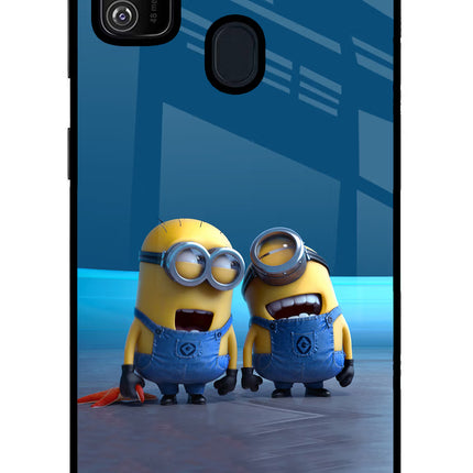Minion Laughing Samsung M21 2020 Glass Case Back Cover by Casekaro