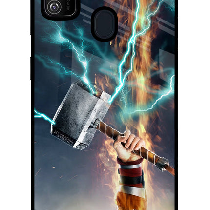 Thor Hammer Mjolnir Samsung M21 2020 Glass Case Back Cover by Casekaro