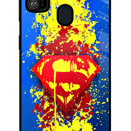 Superman logo Samsung M21 2020 Glass Case Back Cover by Casekaro