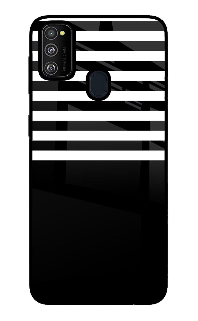 Black and White Print Samsung M21 2020 Glass Case Back Cover by Casekaro
