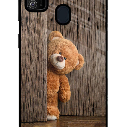 Teddy Wooden Samsung M21 2020 Glass Case Back Cover by Casekaro