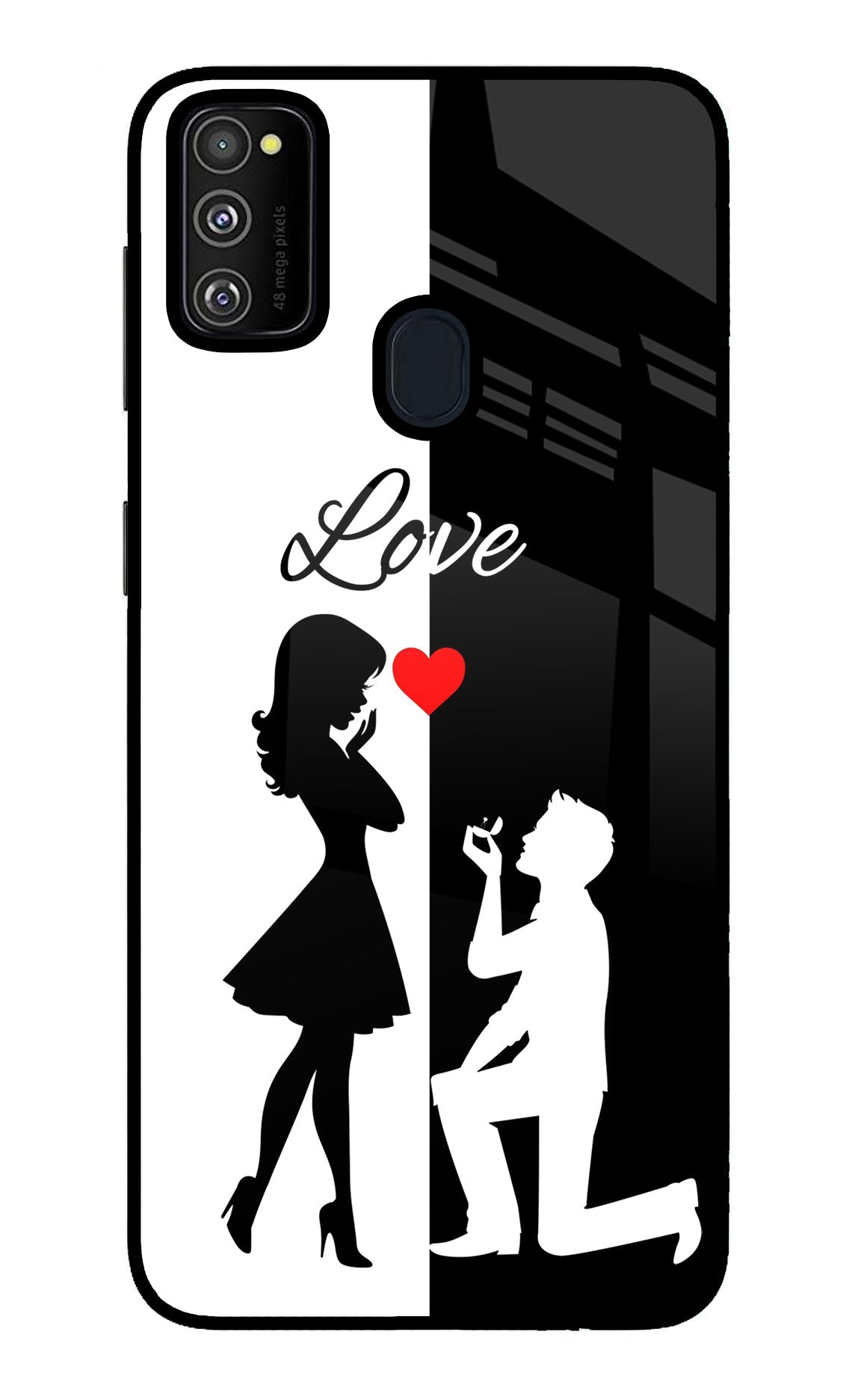 Love Propose Black And White Samsung M21 2020 Glass Case