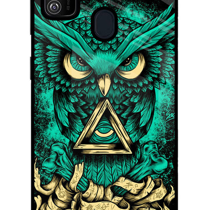 Green Owl Samsung M21 2020 Glass Case Back Cover by Casekaro