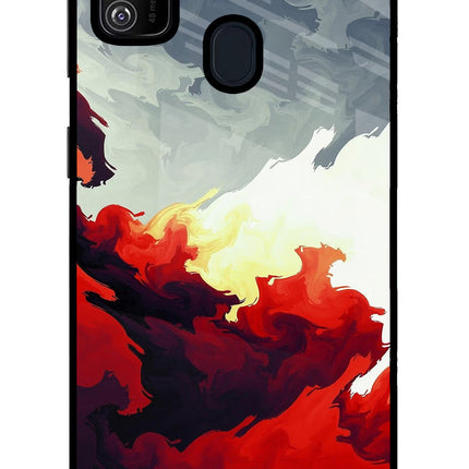 Fire Cloud Samsung M21 2020 Glass Case Back Cover by Casekaro