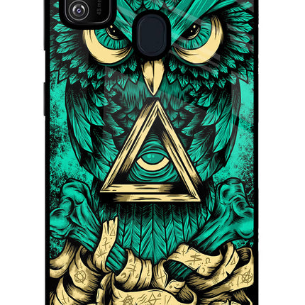 Green Owl Samsung M21 2020 Glass Case Back Cover by Casekaro