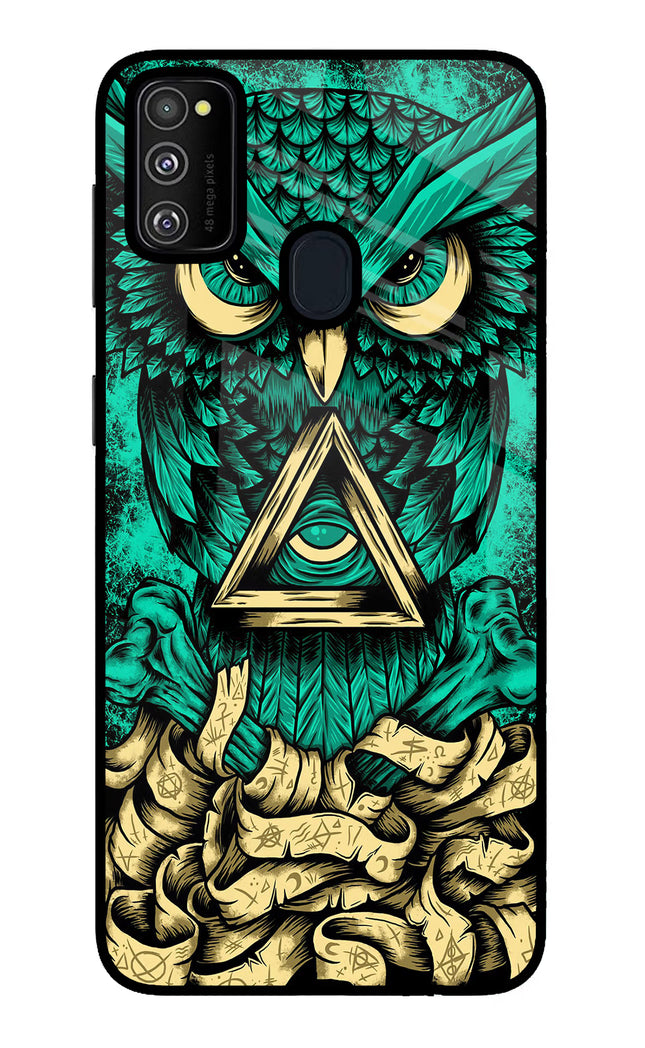 Green Owl Samsung M21 2020 Glass Case Back Cover by Casekaro
