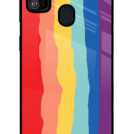 Rainbow Samsung M21 2020 Glass Case Back Cover by Casekaro