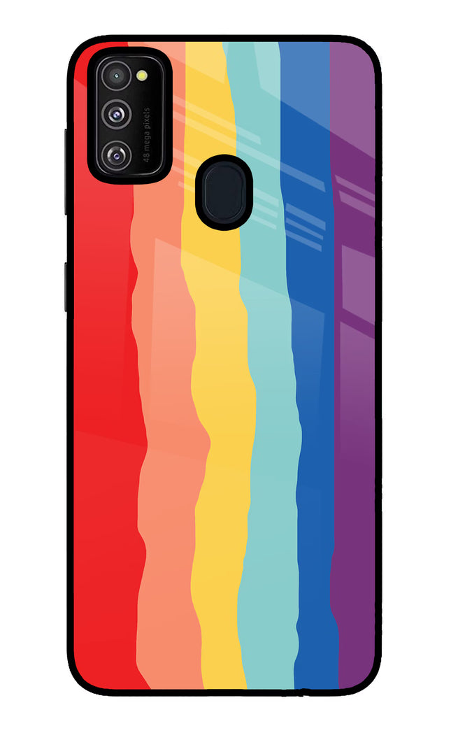 Rainbow Samsung M21 2020 Glass Case Back Cover by Casekaro
