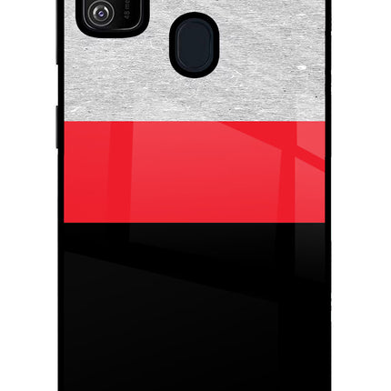 Tri Color Pattern Samsung M21 2020 Glass Case Back Cover by Casekaro