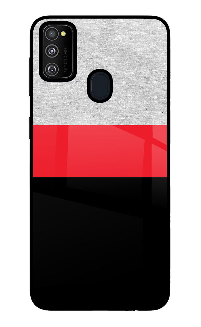 Tri Color Pattern Samsung M21 2020 Glass Case Back Cover by Casekaro