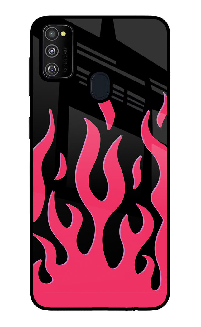 Fire Flames Samsung M21 2020 Glass Case Back Cover by Casekaro