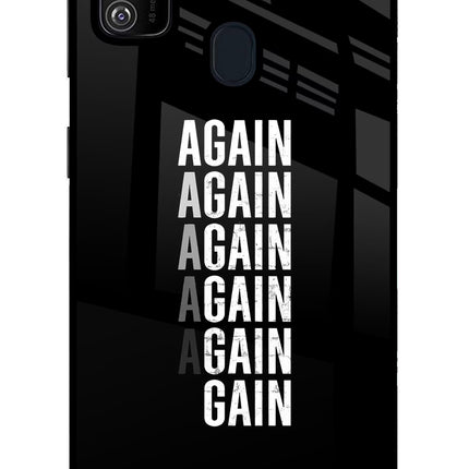 Again Again Gain Samsung M21 2020 Glass Case Back Cover by Casekaro