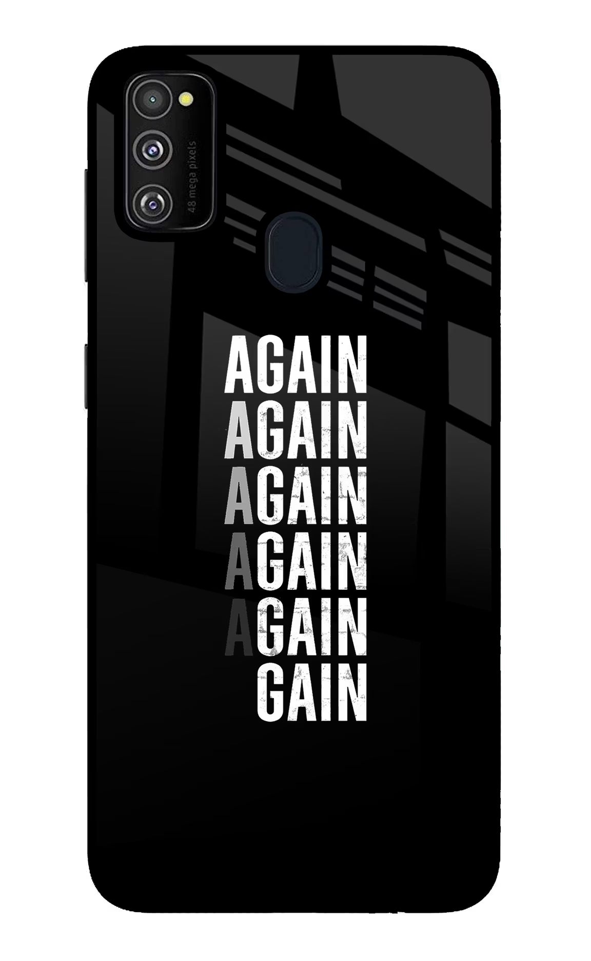 Again Again Gain Samsung M21 2020 Glass Case Back Cover by Casekaro
