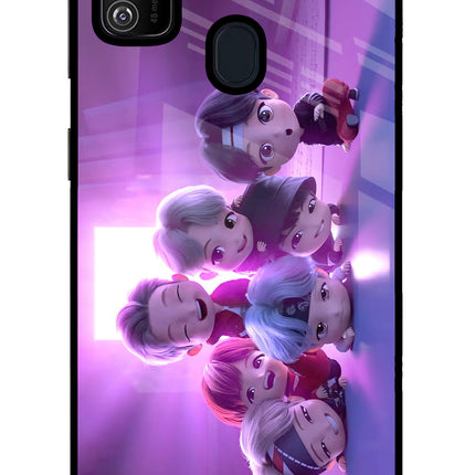 BTS Chibi Samsung M21 2020 Glass Case Back Cover by Casekaro