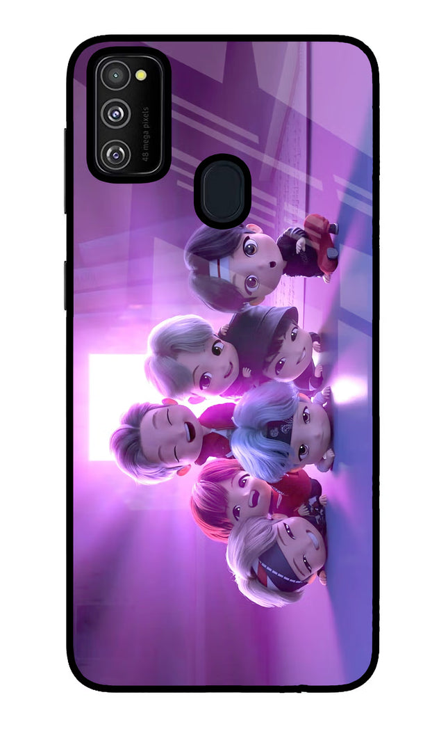 BTS Chibi Samsung M21 2020 Glass Case Back Cover by Casekaro