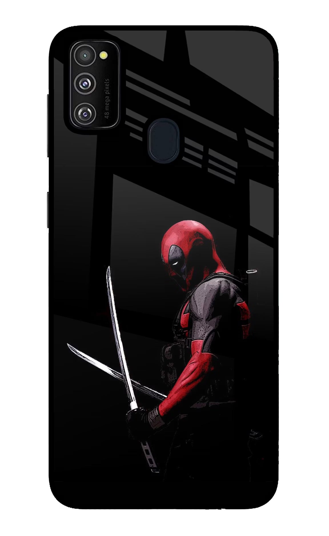 Deadpool Samsung M21 2020 Glass Case Back Cover by Casekaro
