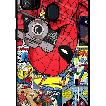 Spider Man Samsung M21 2020 Glass Case Back Cover by Casekaro