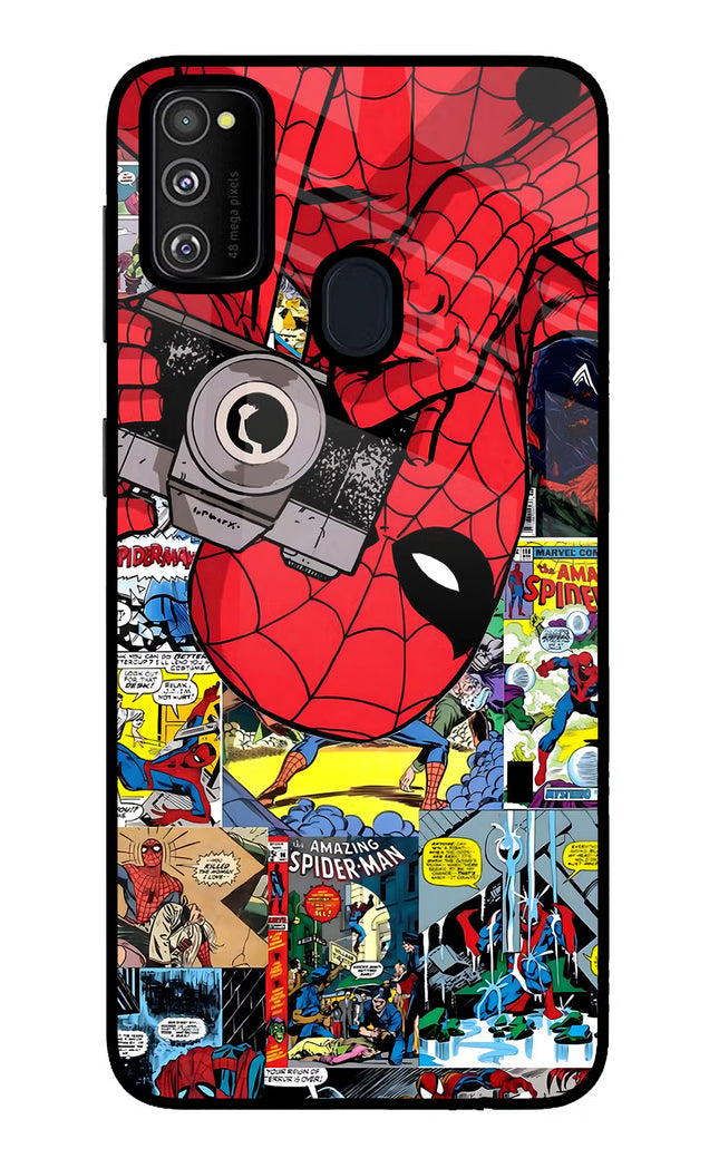 Spider Man Samsung M21 2020 Glass Case Back Cover by Casekaro