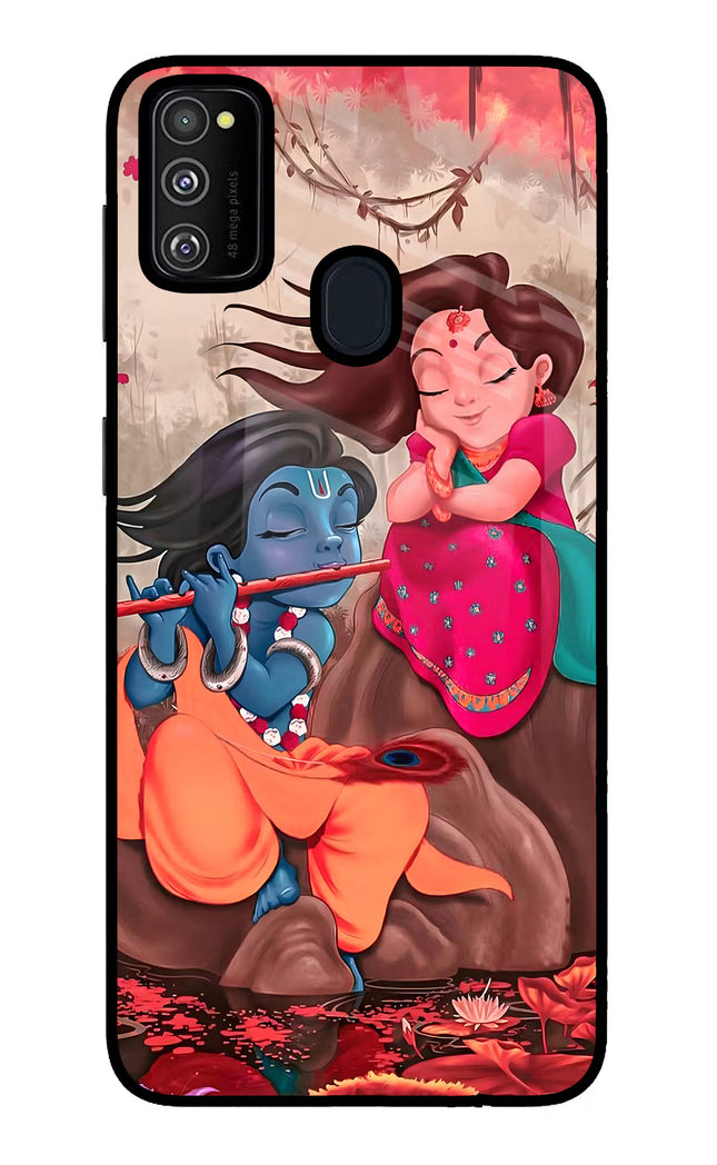 Radhe Krishna Samsung M21 2020 Glass Case Back Cover by Casekaro